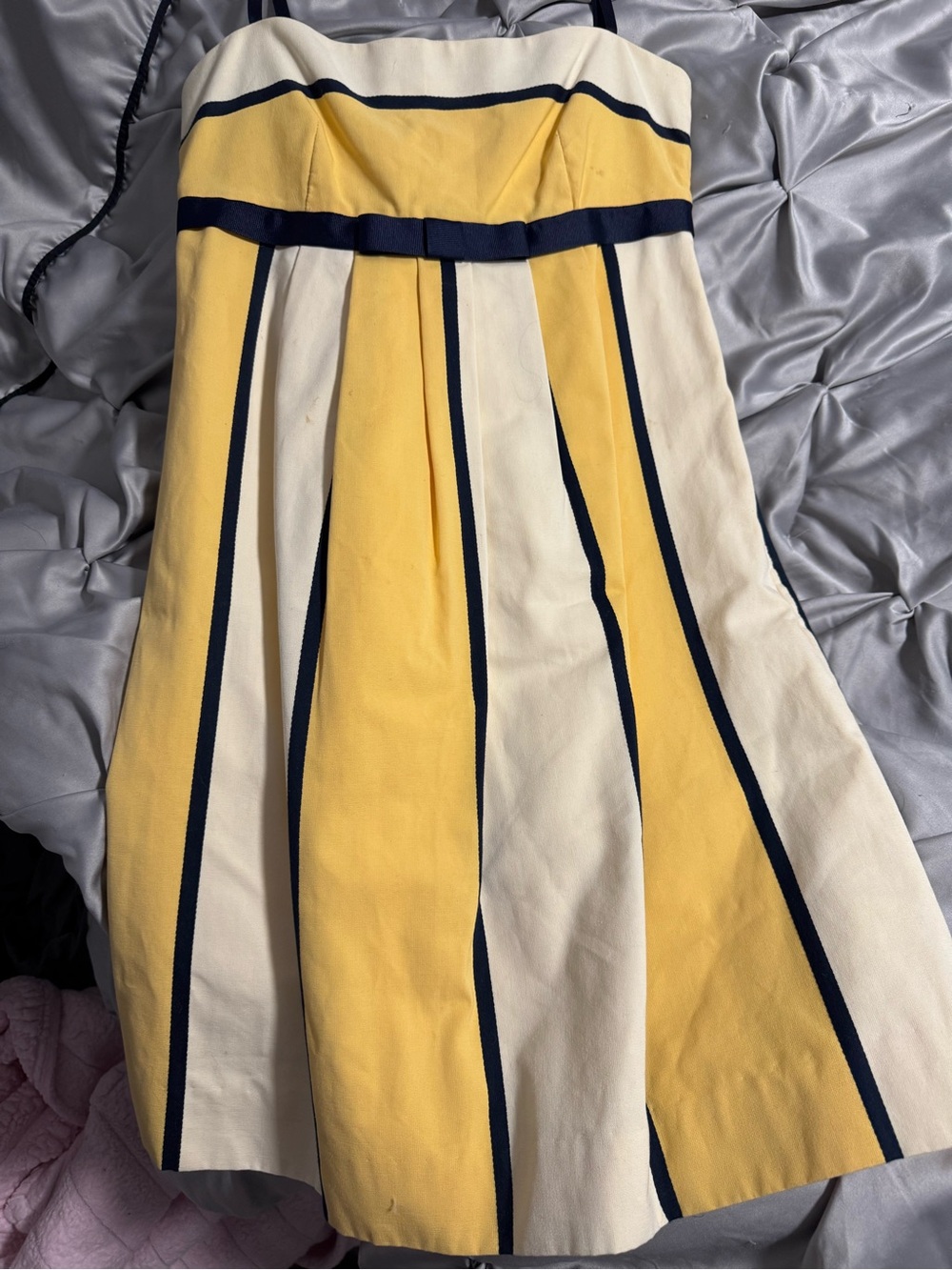 Molly B Yellow, Cream & Navy Striped A-Line Dress